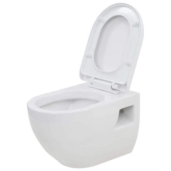 vidaXL Závesné WC, keramické, biele – Obrázok 2