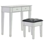 vidaXL Zrkadlový toaletný stolík so stoličkou, MDF a sklo