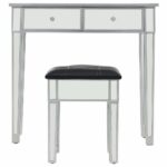 vidaXL Zrkadlový toaletný stolík so stoličkou, MDF a sklo – Obrázok 2