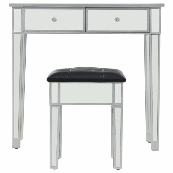 vidaXL Zrkadlový toaletný stolík so stoličkou, MDF a sklo – Obrázok 2