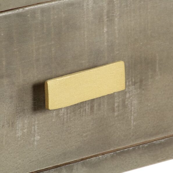 vidaXL Konzolový stolík sivý s mosadzou 110x35x76 cm masívne mangovníkové drevo – Obrázok 6