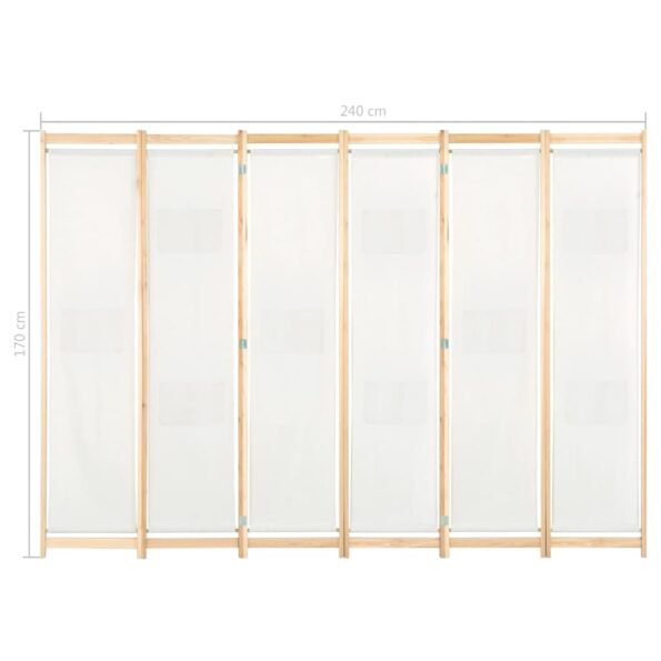 vidaXL 6-panelový paraván krémový 240x170x4 cm látkový – Obrázok 8