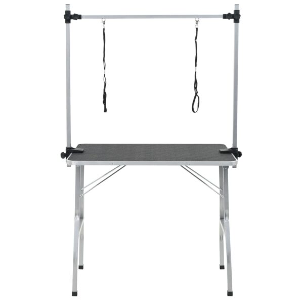 vidaXL Nastaviteľný stôl na úpravu psov/mačiek/domácich zvierat, 2 slučky – Obrázok 2