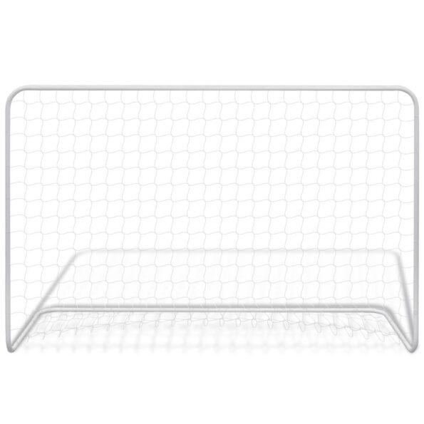 vidaXL Futbalová bránka so sieťou 182x61x122 cm oceľová biela – Obrázok 2