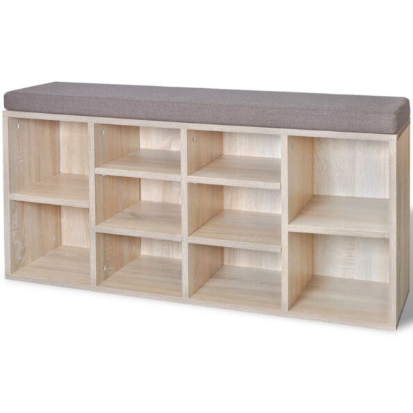 Lavička na uloženie topánok s 10 priehradkami farba dubu – Obrázok 2