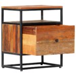vidaXL Nočný stolík 40x30x50 cm, recyklovaný masív a oceľ – Obrázok 3