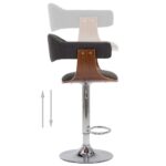 vidaXL Barové stoličky 2 ks sivé ohýbané drevo a látka – Obrázok 8