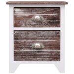 vidaXL Nočný stolík, hnedo biely 38x28x45 cm, drevo paulovnie – Obrázok 2