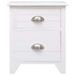 vidaXL Nočný stolík, biely 38x28x45 cm, drevo paulovnie – Obrázok 2
