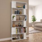 vidaXL Knižnica/deliaca stena, lesklá biela 80x24x192 cm