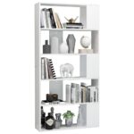 vidaXL Knižnica/deliaca stena, lesklá biela 80x24x159 cm – Obrázok 3