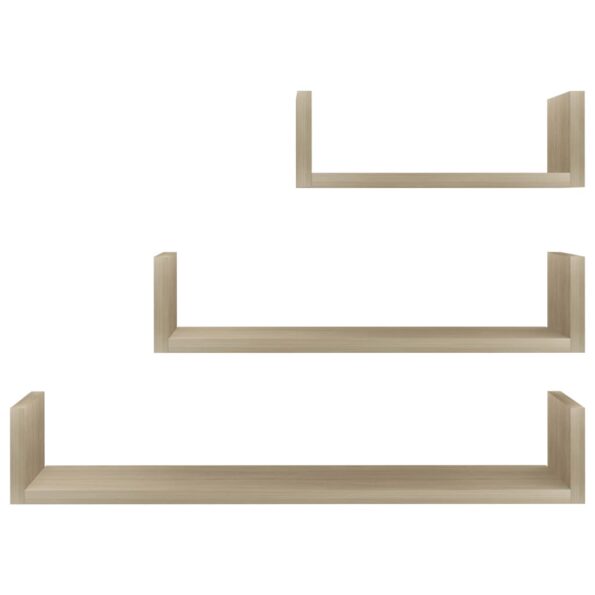 vidaXL Nástenné police 3 ks, dub sonoma, kompozitné drevo – Obrázok 4