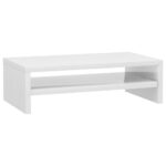 vidaXL Stojan na monitor lesklý biely 42x24x13 cm drevotrieska – Obrázok 2