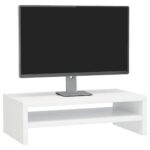 vidaXL Stojan na monitor lesklý biely 42x24x13 cm drevotrieska – Obrázok 3
