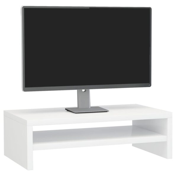 VXL8719883673837_g_en_hd_1.jpg vidaXL Stojan na monitor lesklý biely 42x24x13 cm drevotrieska – Obrázok 3