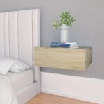 vidaXL Nástenný nočný stolík, dub somoma 40x30x15 cm, kompozitné drevo