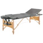 vidaXL Masážny stôl, 3 zóny, drevený rám, antracitový 186x68 cm – Obrázok 2