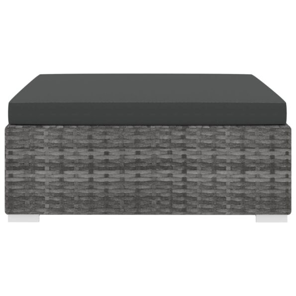 vidaXL Taburetka 1 ks s podložkou, polyratan, sivá – Obrázok 3