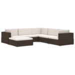 vidaXL Taburetka 1 ks s podložkou, polyratan, sivá – Obrázok 6