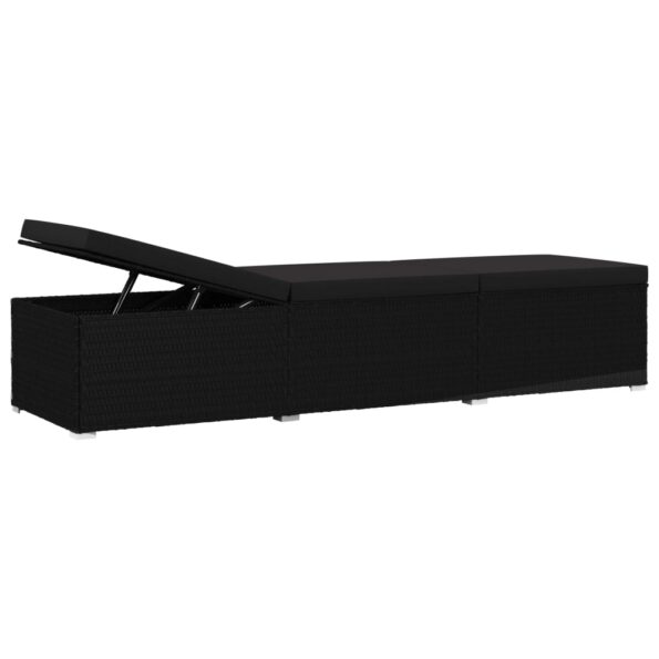 vidaXL Záhradné ležadlo s podložkou polyratan čierne – Obrázok 6