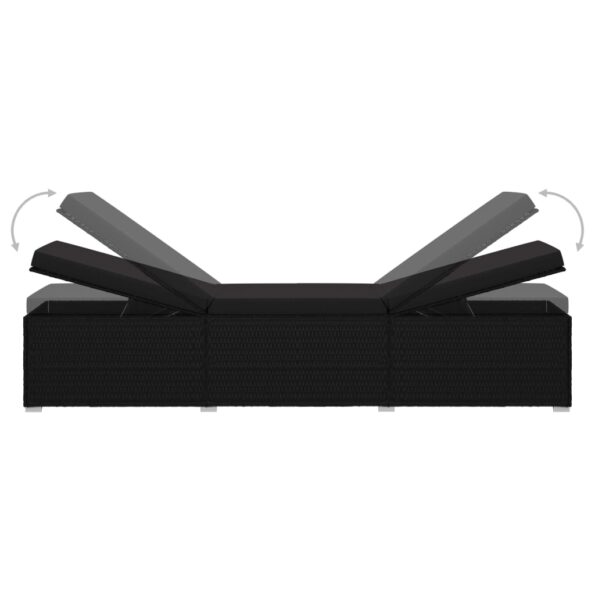 vidaXL Záhradné ležadlo s podložkou polyratan čierne – Obrázok 7