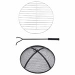 vidaXL Mozaikové ohnisko so stolom, tehlovo biele 68 cm, keramika – Obrázok 9