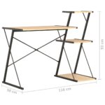 vidaXL Stôl s poličkami, čierna a dubová farba 116x50x93 cm – Obrázok 7