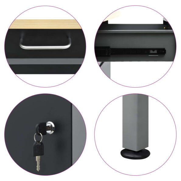 vidaXL Pracovný stôl čierny 160x60x85 cm oceľový – Obrázok 8