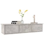 vidaXL Nástenná zásuvková polica betónová sivá 88x26x18,5 cm drevotrieska – Obrázok 3