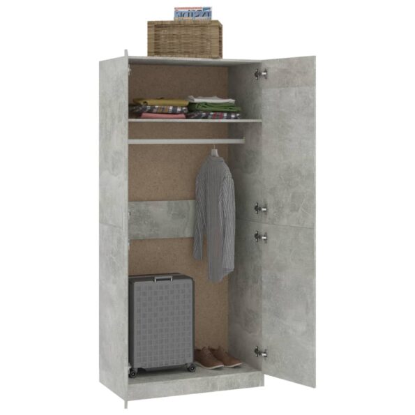 vidaXL Šatník, betónovo sivý 90x52x200 cm, kompozitné drevo – Obrázok 4