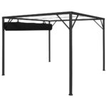 vidaXL Záhradný altánok so zaťahovacou strechou 3x3 m antracitový – Obrázok 5