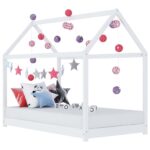 vidaXL Detský posteľný rám biely 70x140 cm borovicový masív – Obrázok 2