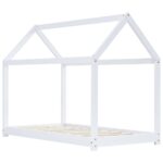 vidaXL Detský posteľný rám biely 70x140 cm borovicový masív – Obrázok 3