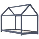 vidaXL Detský posteľný rám sivý  borovicový masív 90x200 cm – Obrázok 2