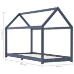 vidaXL Detský posteľný rám sivý  borovicový masív 90x200 cm – Obrázok 7