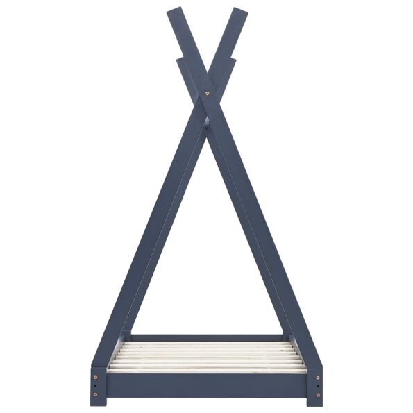 vidaXL Detský posteľný rám sivý 70x140 cm borovicový masív – Obrázok 4