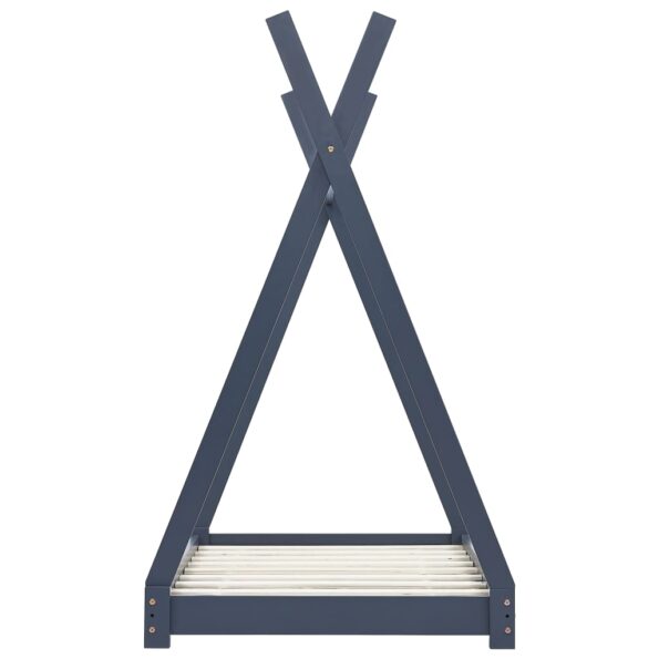 vidaXL Detský posteľný rám sivý borovicový masív 90x200 cm – Obrázok 4