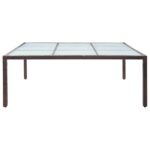 vidaXL Záhradný jedálenský stôl hnedý 200x200x74 cm polyratanový – Obrázok 2