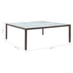 vidaXL Záhradný jedálenský stôl hnedý 200x200x74 cm polyratanový – Obrázok 5