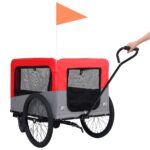 vidaXL Vozík pre domáce zvieratá na bicykel/beh 2-v-1, červeno sivý – Obrázok 2