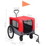 vidaXL Vozík pre domáce zvieratá na bicykel/beh 2-v-1, červeno sivý – Obrázok 11