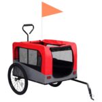 vidaXL Vozík pre domáce zvieratá na bicykel/beh 2-v-1, červeno sivý – Obrázok 4
