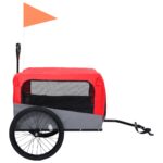 vidaXL Vozík pre domáce zvieratá na bicykel/beh 2-v-1, červeno sivý – Obrázok 5