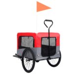 vidaXL Vozík pre domáce zvieratá na bicykel/beh 2-v-1, červeno sivý – Obrázok 6