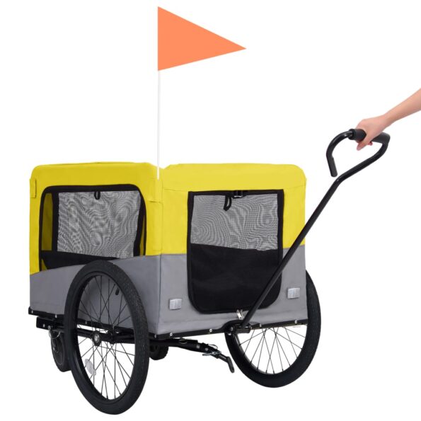 VXL8719883868868_g_en_hd_1.jpg vidaXL Vozík pre domáce zvieratá na bicykel/beh 2-v-1, žlto sivý – Obrázok 2