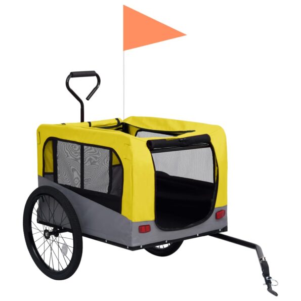 VXL8719883868868_g_en_hd_3.jpg vidaXL Vozík pre domáce zvieratá na bicykel/beh 2-v-1, žlto sivý – Obrázok 4