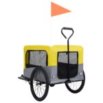 vidaXL Vozík pre domáce zvieratá na bicykel/beh 2-v-1, žlto sivý – Obrázok 6
