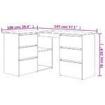 vidaXL Rohový stôl, dub sonoma 145x100x76 cm, drevotrieska – Obrázok 9