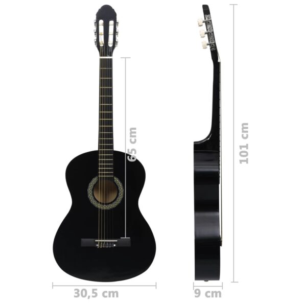 vidaXL Klasická gitara pre začiatočníkov čierna 4/4 39" lipové drevo – Obrázok 7
