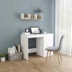 vidaXL Písací stôl, biely 100x50x76 cm, drevotrieska